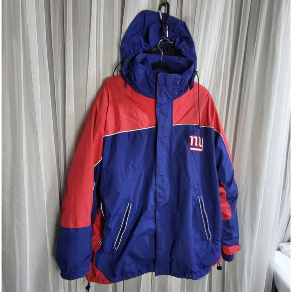 NY Giants Windbreaker Stadium Jacket XL Zip Out Fleece Lining Zip Off Sleeves